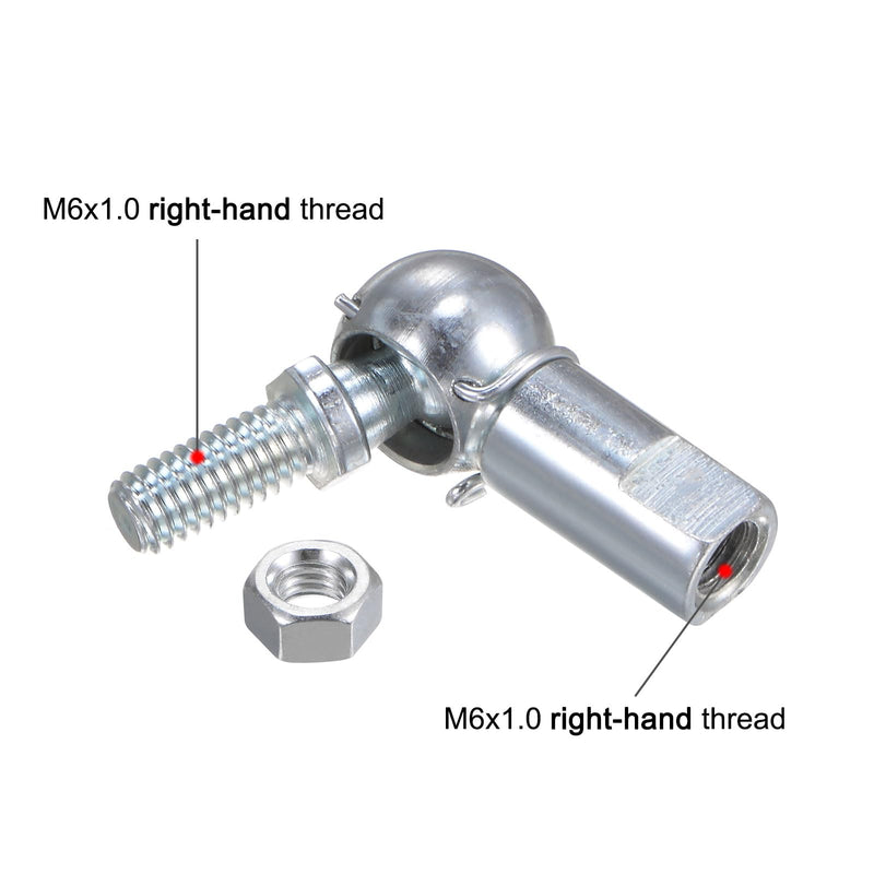 [Australia - AusPower] - uxcell 4pcs CS10 M6 Angle Ball Joint, M6x1.0 Right Hand Thread, A3-Steel Self-lubricating Ball Socket End Fitting 