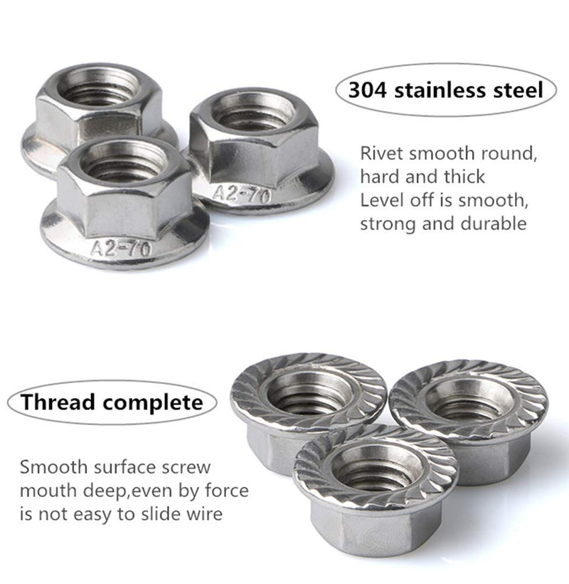 [Australia - AusPower] - Stainless Steel Serrated Hex Flange Nuts Locknuts 50 Pcs (M4) 
