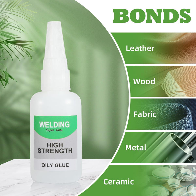 [Australia - AusPower] - Jue-Fish Welding High-Strength Oily Glue - 2 Packs Super Glue Gel, Strong & Instant Bond, Quick Dry, Repair Glue for Shoes, Ceramics, Porcelain, Metal, Plastic, Wood, Leather, Glass, 3D Printed Models 