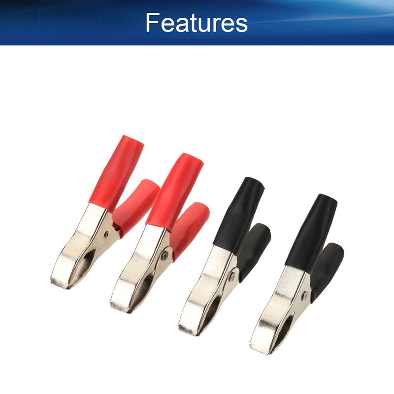 [Australia - AusPower] - Heyiarbeit 4Pcs 5A Heavy-Duty Insulated Alligator Clips,Battery Electrical Test Clips for Car Auto Vehicle Boat Red and Black 