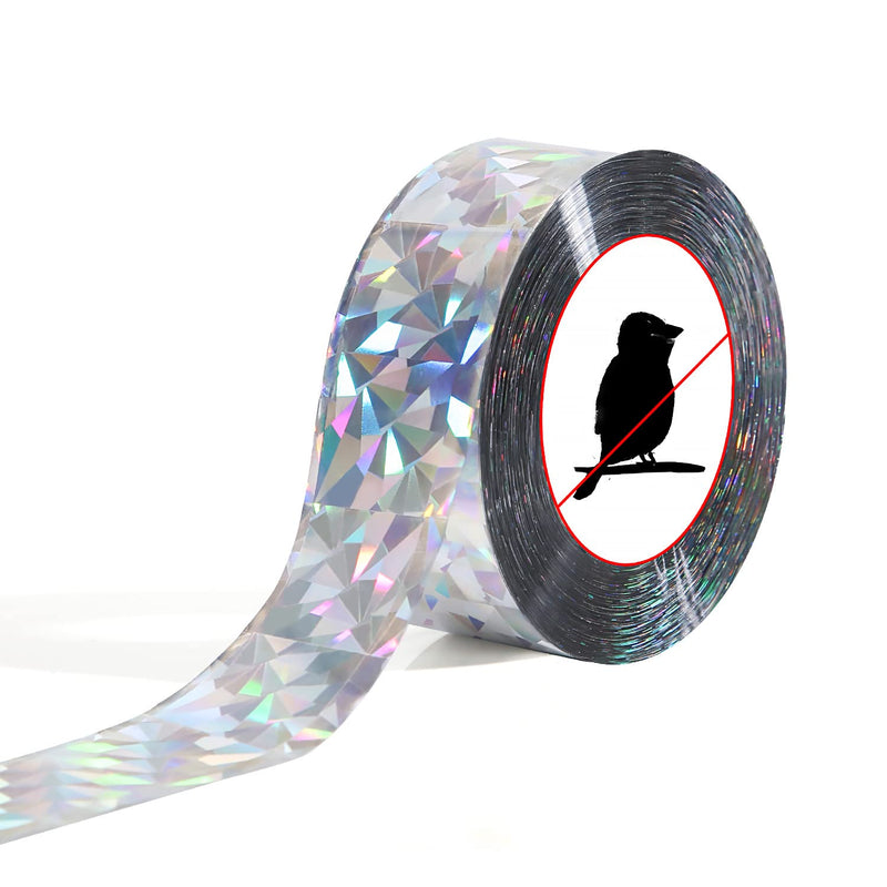 328ft Bird Reflective Scare Tape, Bird Scare Flash Tape Bird Tape Double Sided Reflective Holographic Tape Keep Away Woodpeckers, Pigeons, Grackles from Home, Garden