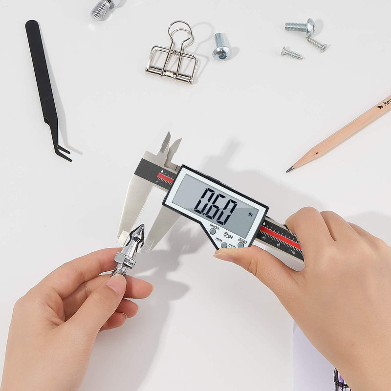 [Australia - AusPower] - Digital Caliper, 8" Caliper Measuring Tool Extreme Accuracy Waterproof Electronic Vernier Caliper Industrial Stainless Steel Digital, Durable Measuring Tool with Large LCD Screen 8" Red Stainless Steel 