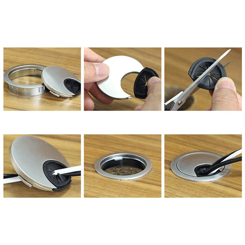 [Australia - AusPower] - 4-Piece 80mm Desk Cable Grommets, Computer Desk Metal Cable Hole, Round Cable Hole Cover for Desktop Cable Organizer(Bronze) 