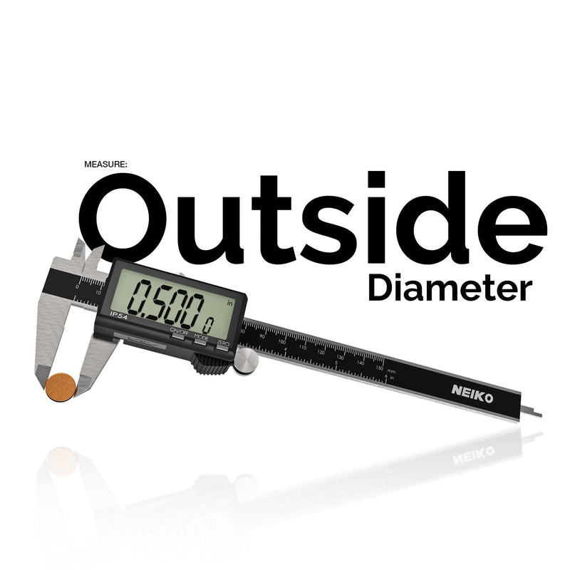 [Australia - AusPower] - NEIKO 01401A 6-Inch Electronic Digital Caliper, Stainless Steel, Extra Large LCD Screen, Measurement Conversions for Inches, Millimeters, and Fractions 6 Inch, XL Screen 