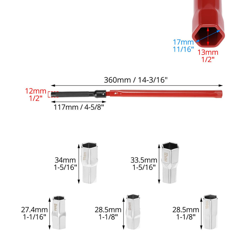 QWORK 8-13 mm Adjustable Tap Key Set, Tap Wrench with Interchangeable Sockets, Tap Wrench
