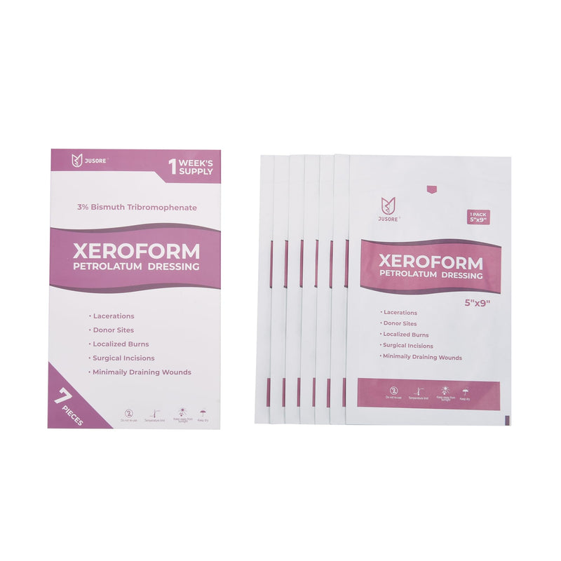 [Australia - AusPower] - Xeroform Petrolatum Dressing - 5"x9", Medical Non Stick Gauze Pads, Xeroform Soft Fine Mesh Gauze Patch for Wound Care, Burns, Lacerations, Skin Grafts & Surgical Incisions, 7 Individual Pack 
