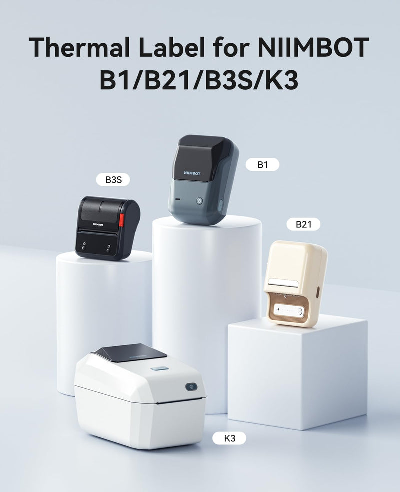 3 Rolls Labels for NIIMBOT B1 B21 B3S K3 Label Maker, 2'' x 3.15'' (50x80mm) Printer Labels, Food Labels for Jars, Personalized Editable Labels for Home/School/Office 50x80-3rolls-white