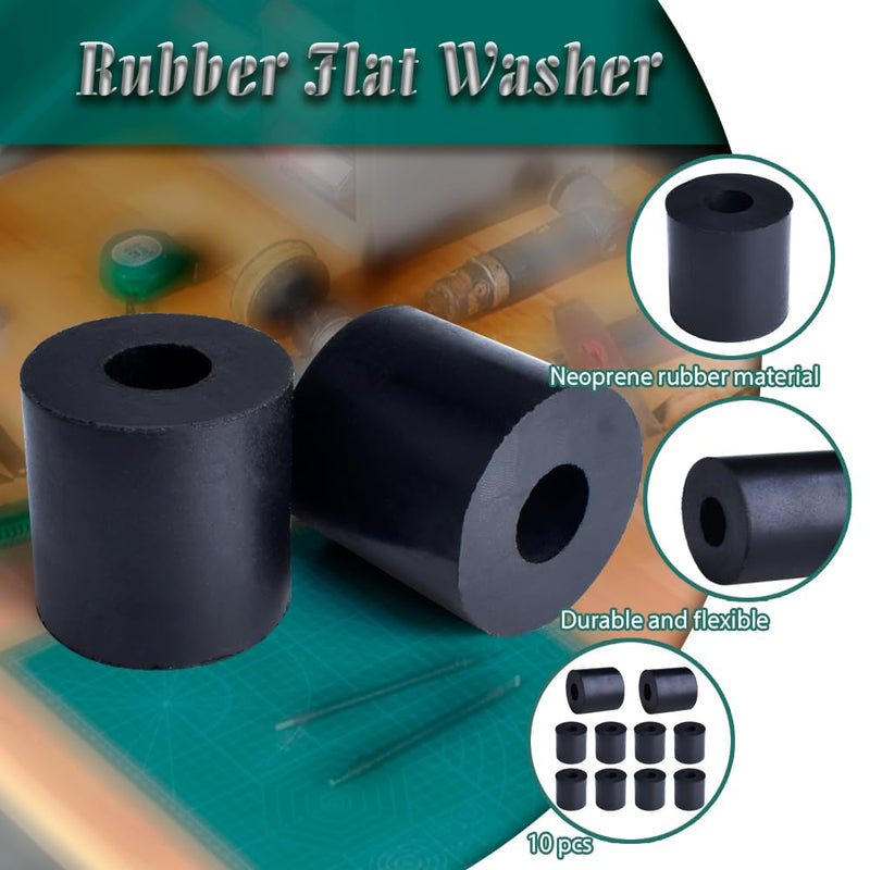 [Australia - AusPower] - 10Pcs Rubber Spacer 1 Inch OD x 3/8 Inch ID x 1 Inch Thickness Multi Purpose Rubber Bushing Heavy Duty Abrasion Resistant Thick Rubber Washers for Bolts, Car, Motor, Household Appliances 3/8"ID x 1"OD x 1" Thickness 