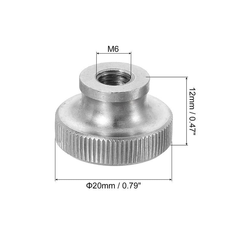[Australia - AusPower] - uxcell Knurled Thumb Nuts, 3Pcs M6 x D20mm x H12mm Stainless Steel Round Knobs Fasteners Blind Hole Hand Screw Nut Silver for 3D Printer Parts, Machine Tools 3 