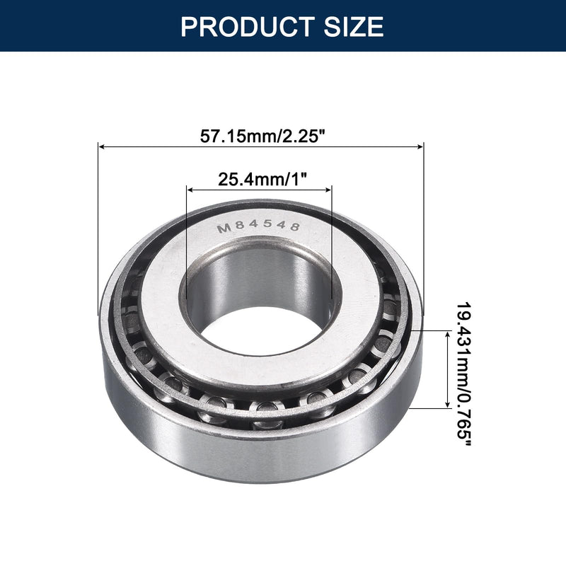 [Australia - AusPower] - 2 Pack M84548/10 Tapered Roller Bearing Cone and Cup Set, 1" Bore 2.25" OD 0.765" Cup Width, Chrome Steel Taper Bearings Set, ABEC-3 M84548/M84510 