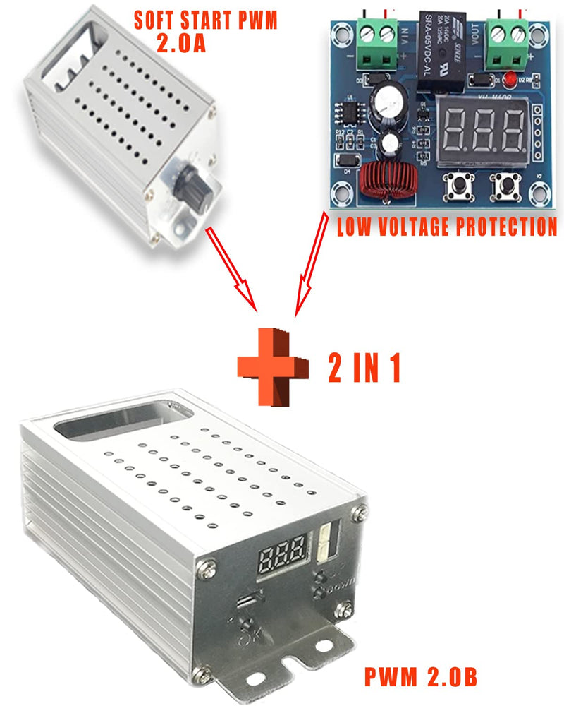 [Australia - AusPower] - PWM 0-30s Soft Start/Soft Stop Variable Speed DC Motor Speed Controller Battery Low Voltage Protection Recoverable Overcurrent Protection PWM Switch Control 9-70V 40A 2.0B 