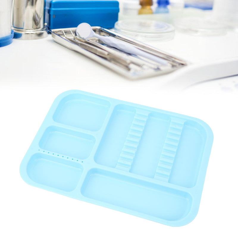 Tray for Oral Instruments, Divided Plastic Oral Cavity Instrument Tray, Organised Storage Holder for Dental Tools, Instruments, Cosmetic (Blue)