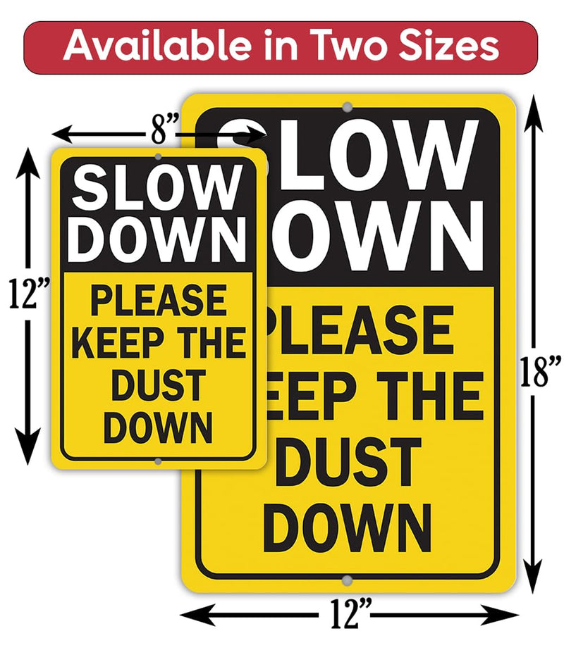 Lone Star Art Slow Down Driveway Warning – 12x18 Aluminum Dust Control for Gravel or Dirt Roads – Yellow Caution Safety for Rural Areas, Private Roads, or Outdoor Traffic Use (Pack of 2) Metal Pack of 2 18"L x 12"W