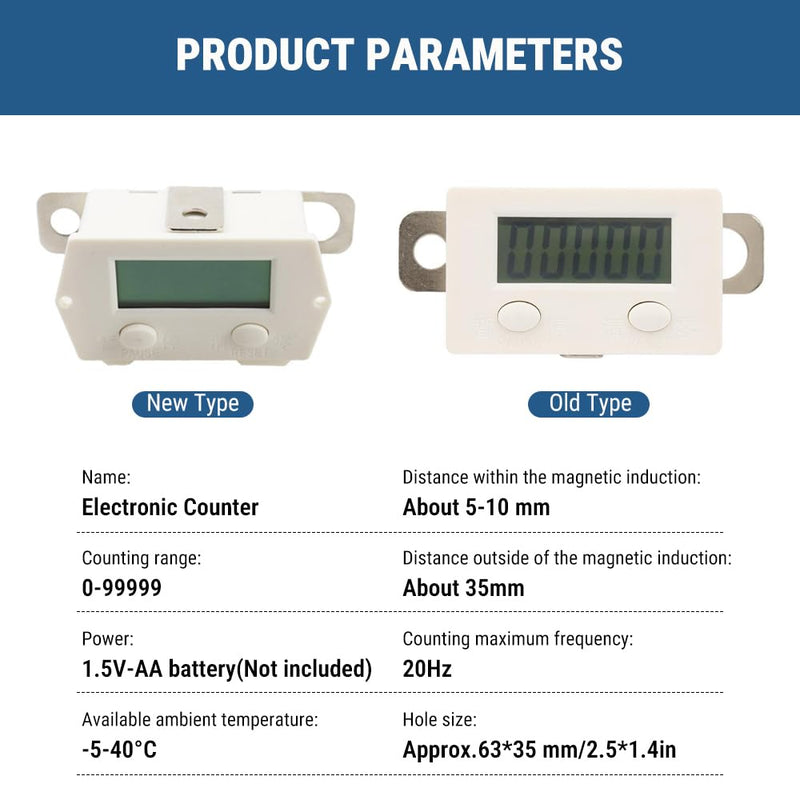 Digital Counter, 5 Digit Magnetic Induction Counter, 0-99999 LCD Electronic Counter, Distance Within Magnetic Induction 5-10mm