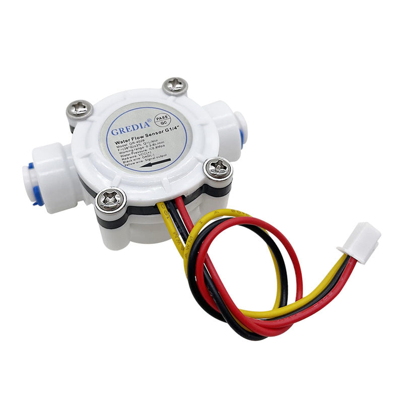 1/4" Quick Connect Water Flow Sensor Food-Grade Switch Hall Effect Flowmeter Fluid Meter Counter 0.3-6L/min G1/4" qiuck connect GR-402B 1