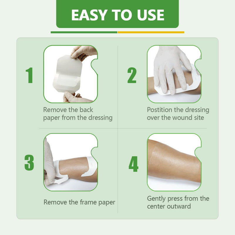[Australia - AusPower] - Transparent Film Dressing 4'' x 4.75'', 50 Packs, Waterproof Wound Cover Bandage, Post Surgical Shower or Tattoo Aftercare Bandage, IV Shield, Transparent Adhesive Patch 4x4 3/4 