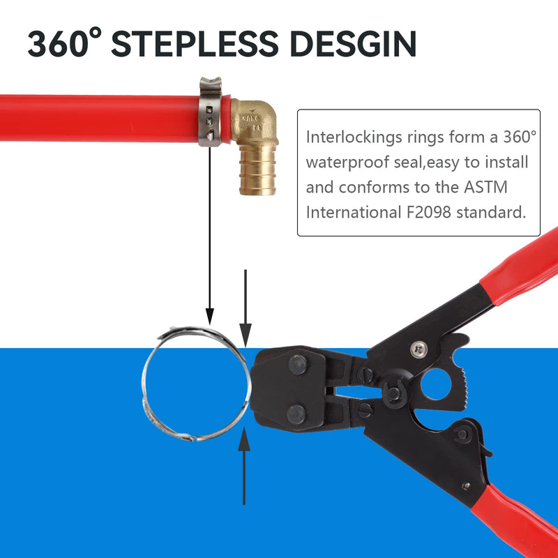 [Australia - AusPower] - 100 Pack 1/2 Inch Pex Cinch Clamp Rings,Premium 304 Stainless Steel PEX Crimp Ring,Pex Fitting Clamps Pinch Ring for PEX Tubing Pipe Fittings Connection 1/2inch(100Pack) 