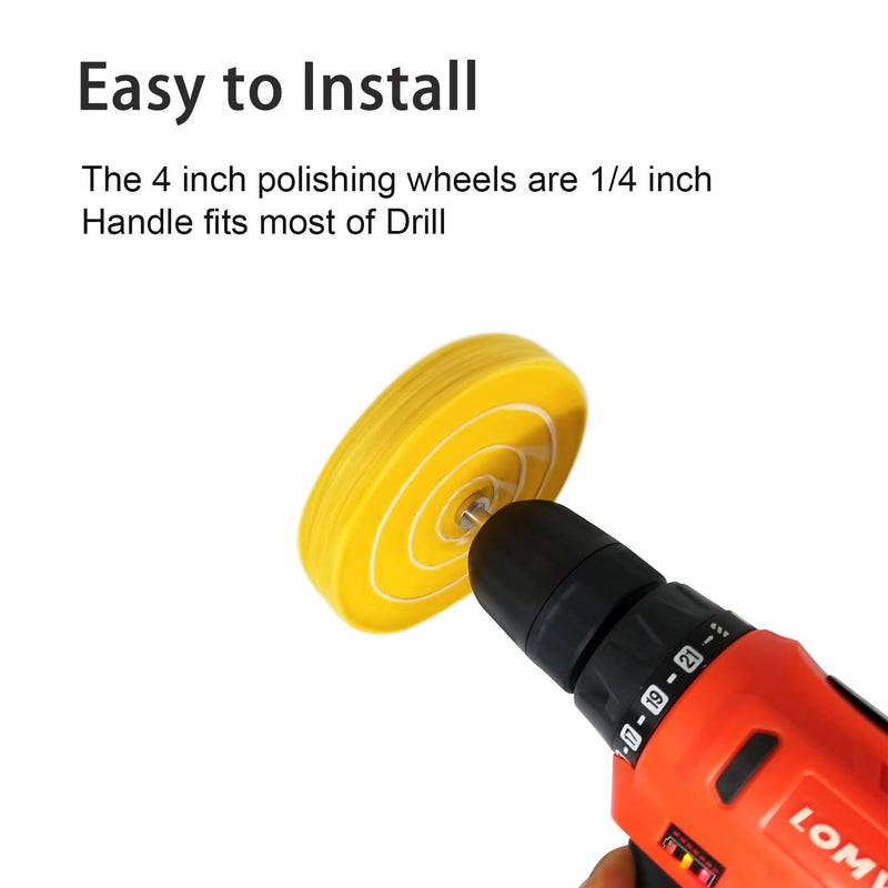 [Australia - AusPower] - SCOTTCHEN 4" Buffing Polishing Wheel with 1/4" Handle for Drill, 1/2" Arbor Hole,Fine Cotton (50Ply),Ultra Fine Cotton(30 Ply)?Treated Yellow Cotton (38 Ply) -3pcs 3pcs 