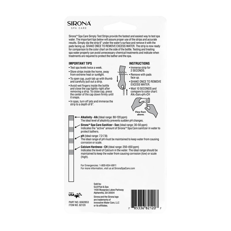 Sirona Spa Care Simply Test Strips: Biguanide (25ct.) with Measuring Cup - Easy Hot Tub and Pools Testing Kit