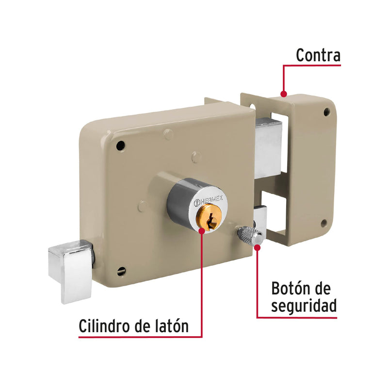 Truper 43583 / CS-70DB - Right Rim, Deadbolt Rim Door Lock Set, Standard Key