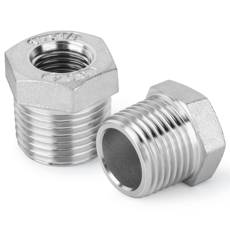 [Australia - AusPower] - TAISHER 5PCS 304 Stainless Steel Reducer Hex Bushing, 3/4" NPT Male x 1/2" NPT Female, Reducing Pipe Adapter Fitting 3/4” MNPT x 1/2“ FNPT 5 
