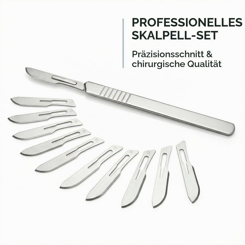 10 x Sterile Disposable Scalpel Blades with 1 x Scalpel Handle, Suitable for Cutting, Pedicure, Craft, Modeling, Cutting Materials and Leather (No. 23)