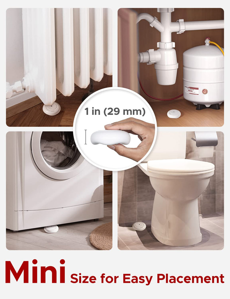 [Australia - AusPower] - X-Sense Wi-Fi Water Leak Detector, Smart Water Sensor Alarm, Water Detector Alarm with 1700 ft Transmission Range for Kitchens, Basements, Bathrooms, 3 Water Detectors & 1 Base Station, Model SWS54 3 Sensors (110 dB) + Base Station 