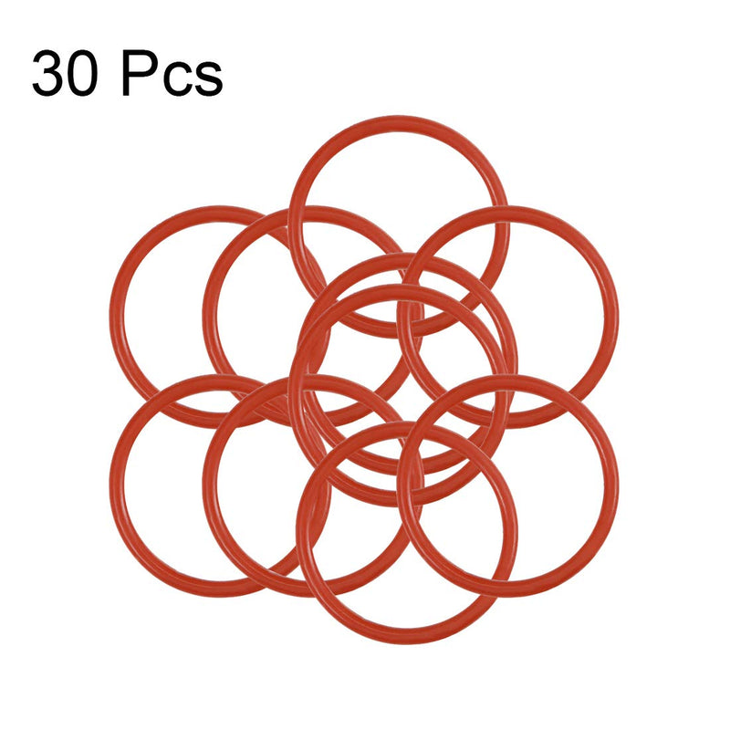 [Australia - AusPower] - uxcell Silicone O-Ring, 13mm OD, 11mm ID, 1mm Width, VMQ Seal Rings Gasket, Red, Pack of 30 13mmx11mmx1mm 