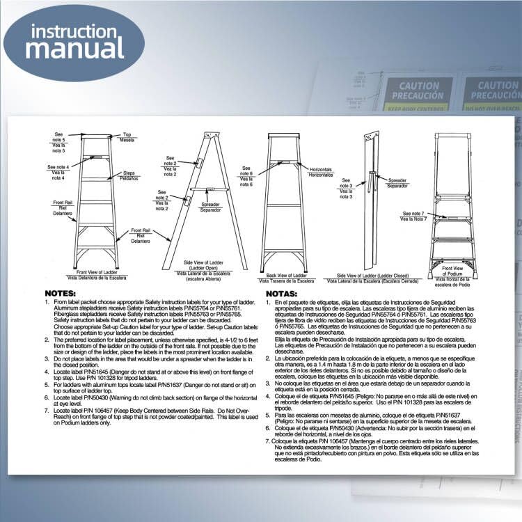 20 Set Fiberglass Step Ladder Label Kits Compatible with Werner Extension Ladder Safety Inspection Stickers Replacement Parts