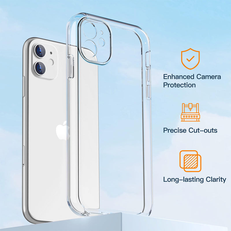 [Australia - AusPower] - COOLQO Compatible with iPhone 11 Case, and [2 x Tempered Glass Screen Protector] for Clear 360 Full Body Coverage Hard PC+Soft Silicone TPU 3in1 Shockproof Protective Phone Cover 111_Clear 6.1 Inch 
