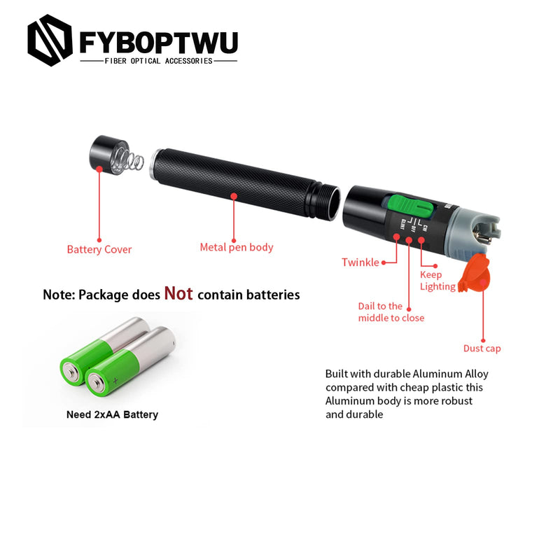 [Australia - AusPower] - 3pcs Professional Visual Fault Locator Fiber Optic Tester - Includes 3pcs 9/125μm Singlemode FC/LC Adapters | for Fiber Optic Cable Maintenance, Network Installation & Repair (Mode Number: VFL-30) Gree Switch 3 
