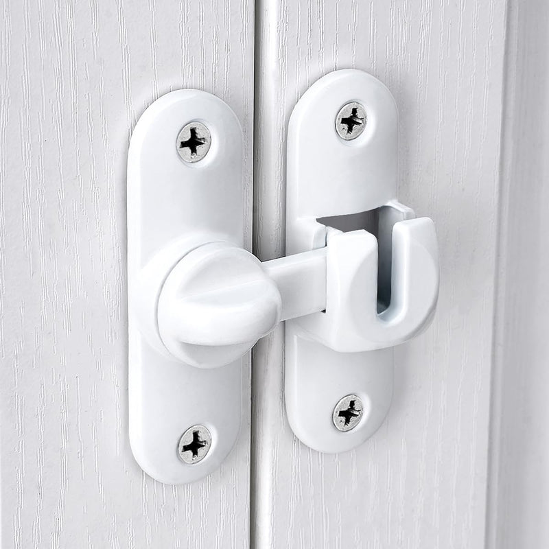 INIRET 10 Packs White Barn Door Latches,90/180 Degree Gate Lock,Flip Gate Latches Hardware,Zinc Alloy Right Angle Door Lock Latch,Door Security Sliding Door Latch Lock for Cabinets,Bathroom