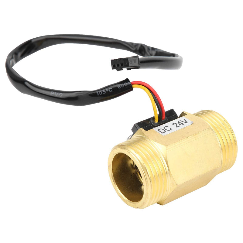 [Australia - AusPower] - Eujgoov Water Flow Meter with Counter YF-B10 Brass G1 Male Thread Hall Effect Liquid Flow Sensor for Water Heaters DC24V 2-50L/Min 