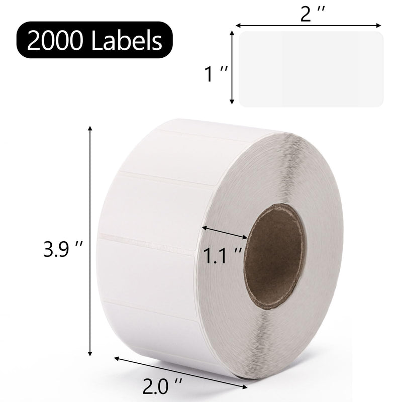 [Australia - AusPower] - 2000 Pcs White Labels Stickers to Write On 2 x 1 Inch, Waterproof and Oil Resistant Blank Barcode Labels for Food Containers Jars Pantry Organization 