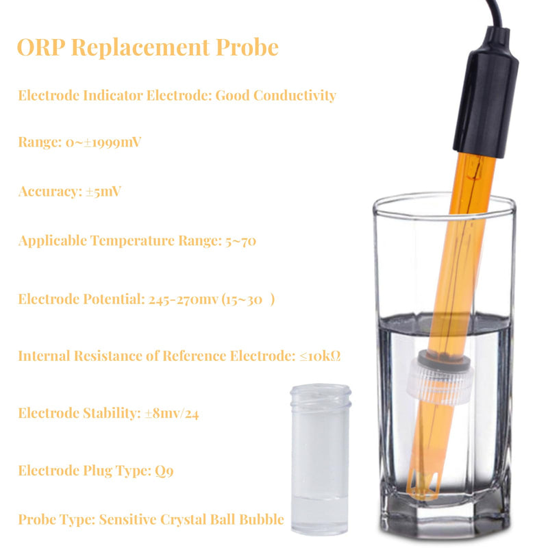 [Australia - AusPower] - Mumusuki ORP Replacement Probe Electrode, BNC Q9 Connector Compatible with ORP Meters, Hydroponics, Aquarium, Pool Water Testing, Oxidation Reduction Potential Sensor 