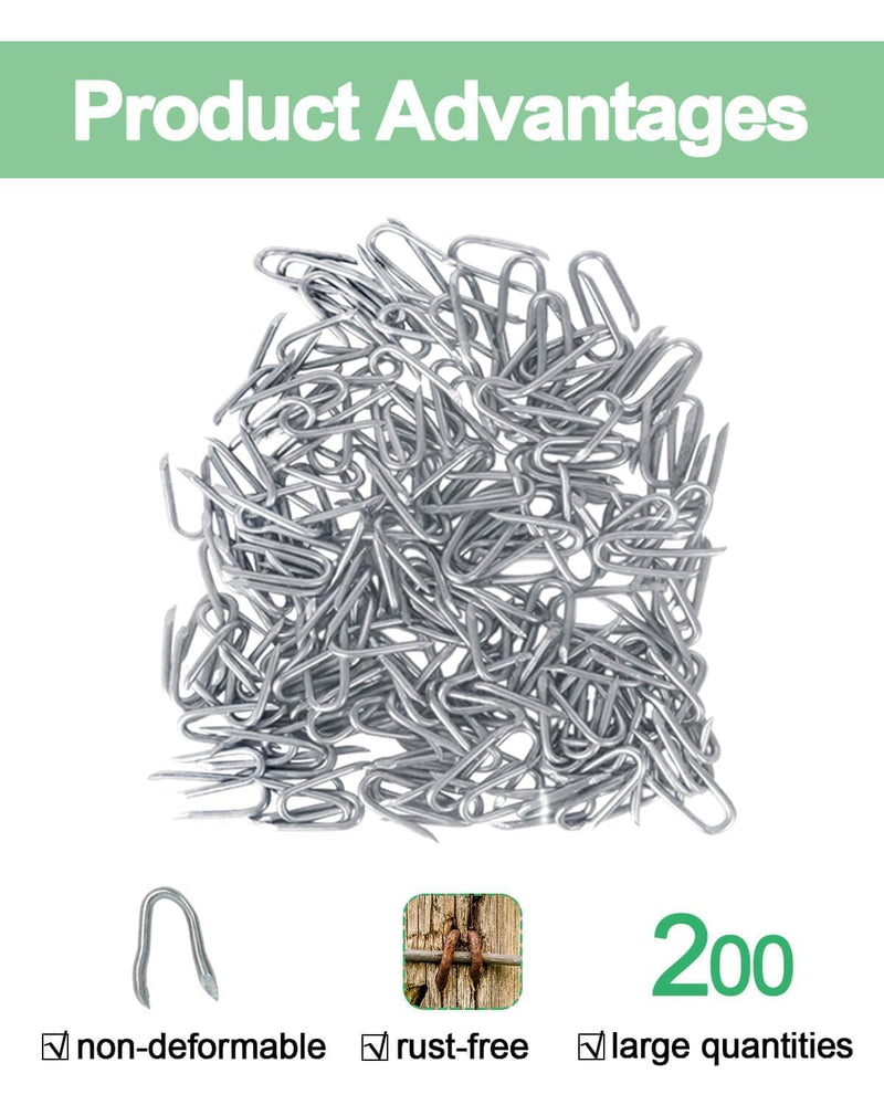 [Australia - AusPower] - vensovo 200pcs Wire Fence Staple - Steel U-shaped Nail for Wire Mesh, Galvanized Fasteners Nails for Fixing Wooden Fence Chicken Wire Staple 