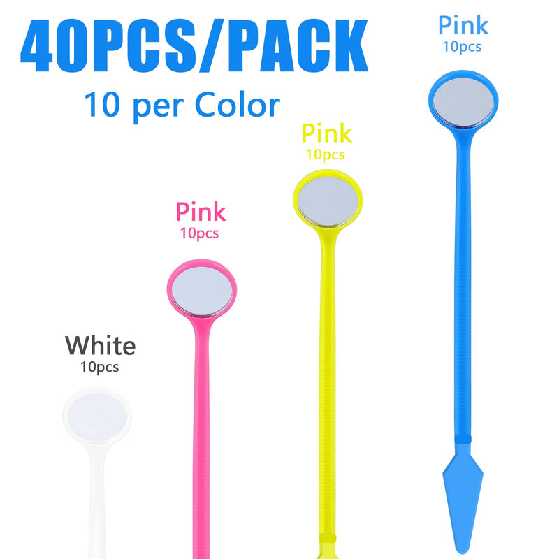 [Australia - AusPower] - 40 Pieces Plastic Dental Mirror for Teeth Inspection, Disposable Mouth Mirror Curve Angle Dentist Instrument Oral Care Tool 