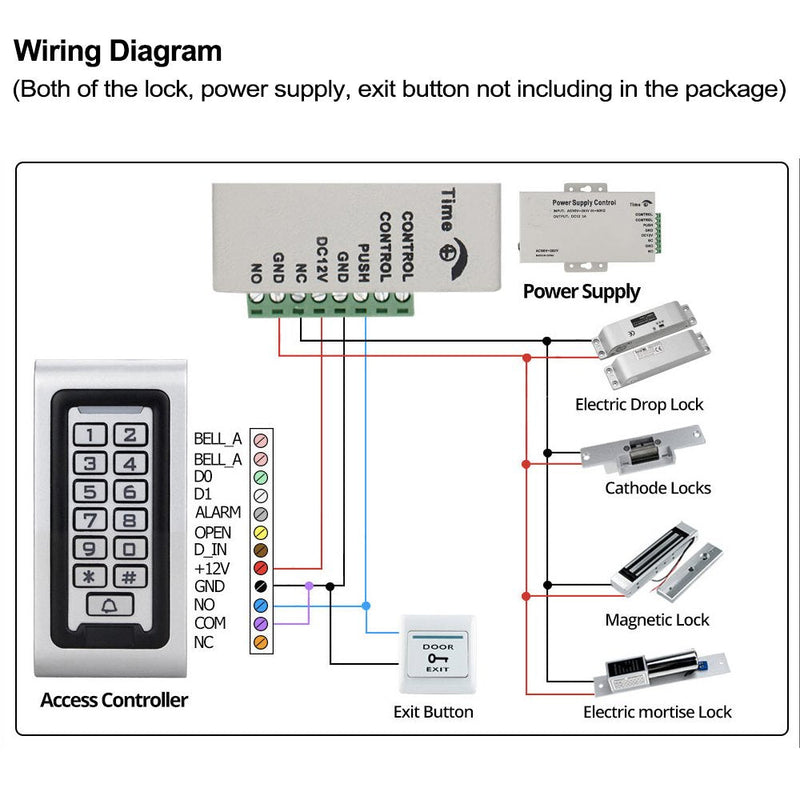 [Australia - AusPower] - HFeng Standalone IP68 Waterproof RFID Access Control Keypad Metal Card Reader + 10pcs 125KHz Proximity Keychains WG26 2000 Users for Home/Office 