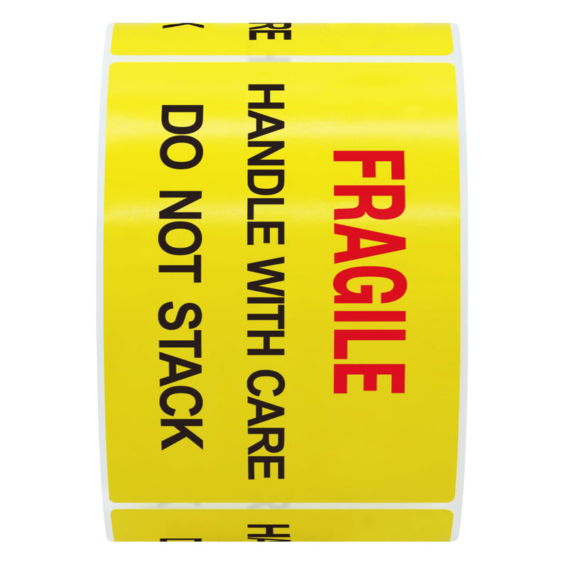 Hybsk 2x3 inch 300pcs Fragile Stickers for Shipping Moving Handle with Care Do Not Stack Yellow Warning Labels (Type 1) Type 1