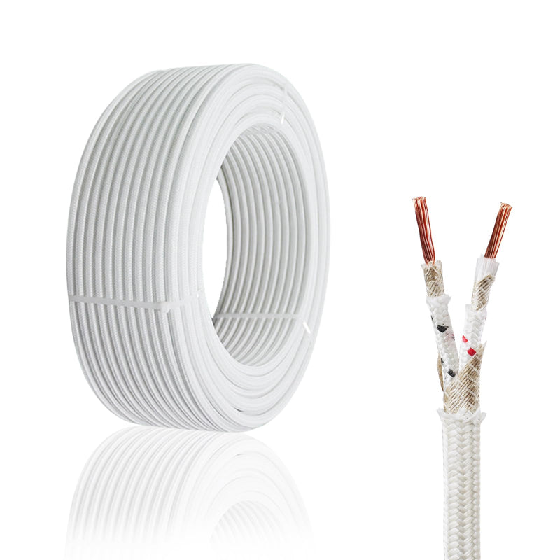 16 Gauge 2 Conductor High Temperature Wire 25Ft, -76-932 ℉ 16 AWG Mica Fiberglass 2 Core Copper Wire Insulated Heat Resistant High Temp Flexible Cable for Lamp Boiler Heater Kiln 16AWG-2C