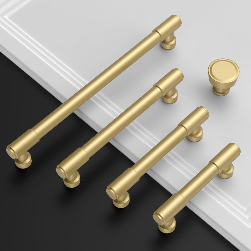 Amerdeco 10 Pack Brushed Gold Cabinet Pulls 3 Inch(76mm) Hole Center Drawer Pulls Cabinet Hardware Kitchen Cabinet Handles for Bathroom ZH0075 3"/76MM Hole Center