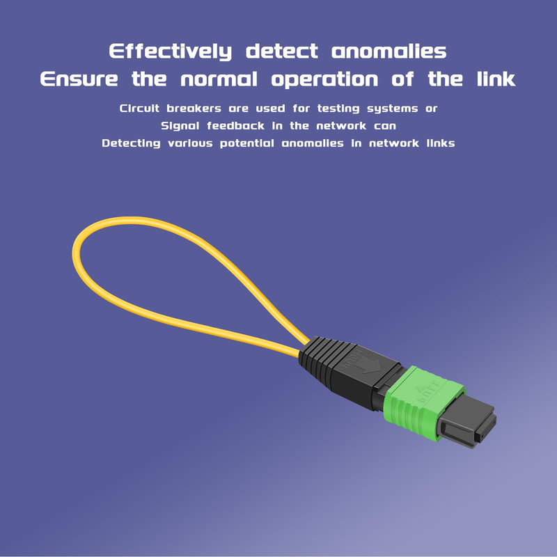 [Australia - AusPower] - 5-Pack MPO/APC Fiber Optic Loopback Tester Cable,Singlemode -G657A1 MPO/12 Core Female, Fiber Optic Loopback Plug Adapter, for Testing Applications 5-pack Singlemode MPO12 Core 