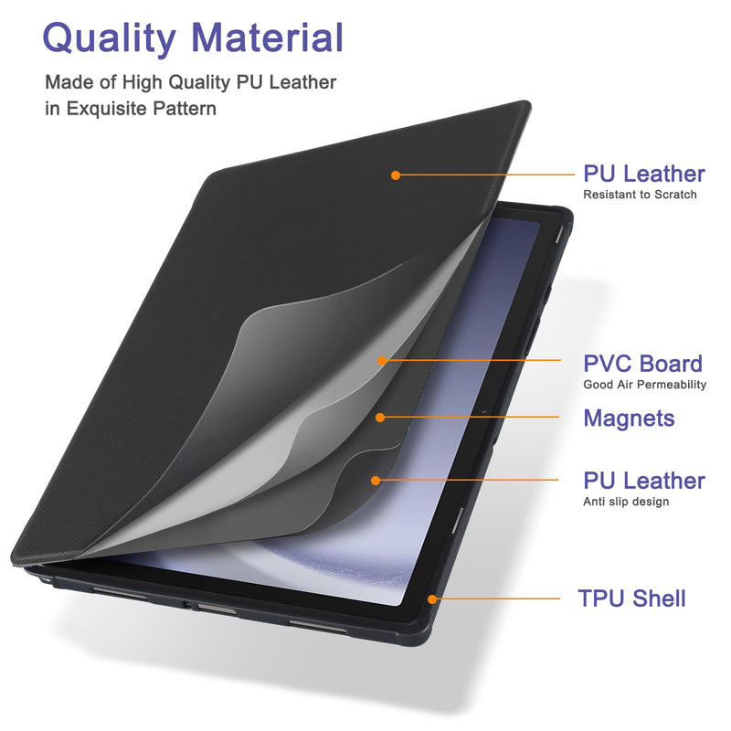 [Australia - AusPower] - CoBak Case for Samsung Galaxy Tab A9 Plus 10.9-inch 2023, Multi-Viewing Angles, All New PU Leather Smart Cover with Auto Sleep Wake Feature for Samsung Galaxy Tab A9 + Tablet Black 