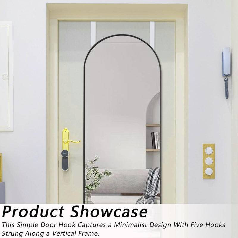 [Australia - AusPower] - 2 PCS Over The Door Mirror Hanger, Adjustable Door Mirror Hanger, Five-Hole Over The Doors-Mirrors Hook, Mirrors Doors Hangers with 2 Iron Filings and Screws (White) White 