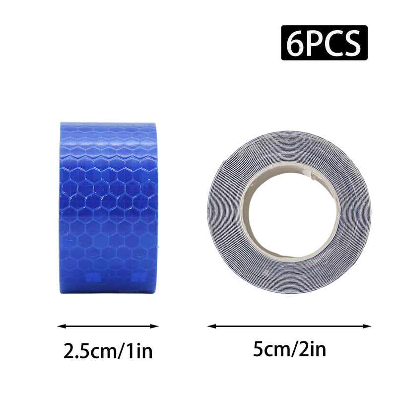 6 Rolls 1 Inch Reflective Tapes Waterproof Self-Adhesive Safety Stickers Night for Outdoor, Bike, Trailer, Motorcycle