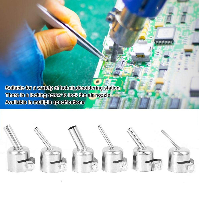 [Australia - AusPower] - 6 Pieces Hot Air Gun Nozzle Kits, Aluminium Short Slanted Hot Air Blower Nozzle 861DW Hot Air Gun Attachment Soldering Desoldering Station Accessories Hot Air Soldering Station for Hot Air Gun 
