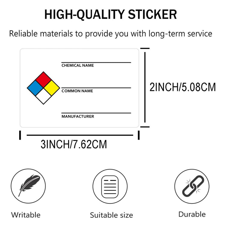 SDS Stickers/MSDS Stickers for Chemical Safety Data 2x3 Inch-Holographic Film Common Chemical Identifier HMIG Write in Labels GHS Secondary Container Labels 250pcs