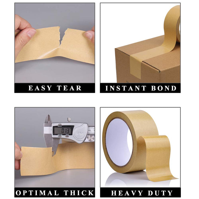 LLPT Recyclable Kraft Gummed Tape 1 Pack 3" x 165Ft Carton Sealing Tape | Tearable & Writable, Strong Adhesive, RoHS Recyclable For Shipping, Carton, Photo Frame Sealing, Fits Cardboard, Wood, Metal 1 Pack 3" x 165 Ft
