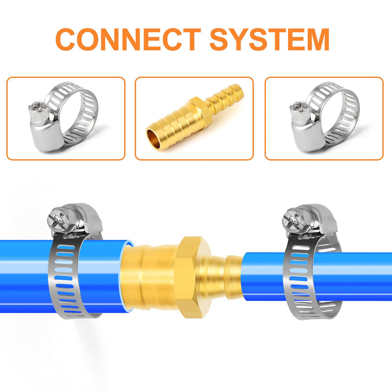 [Australia - AusPower] - GASHER 2 Pieces Brass Hose Barb Reducer, 5/8 Inch to 3/8 Inch Barb Hose ID with 4 Hose Clam, Brass Barb Reducer SPLICER Fitting Fuel/AIR/Water/Oil/Gas/WOG 5/8" Barb × 3/8" Barb?2 Way? 