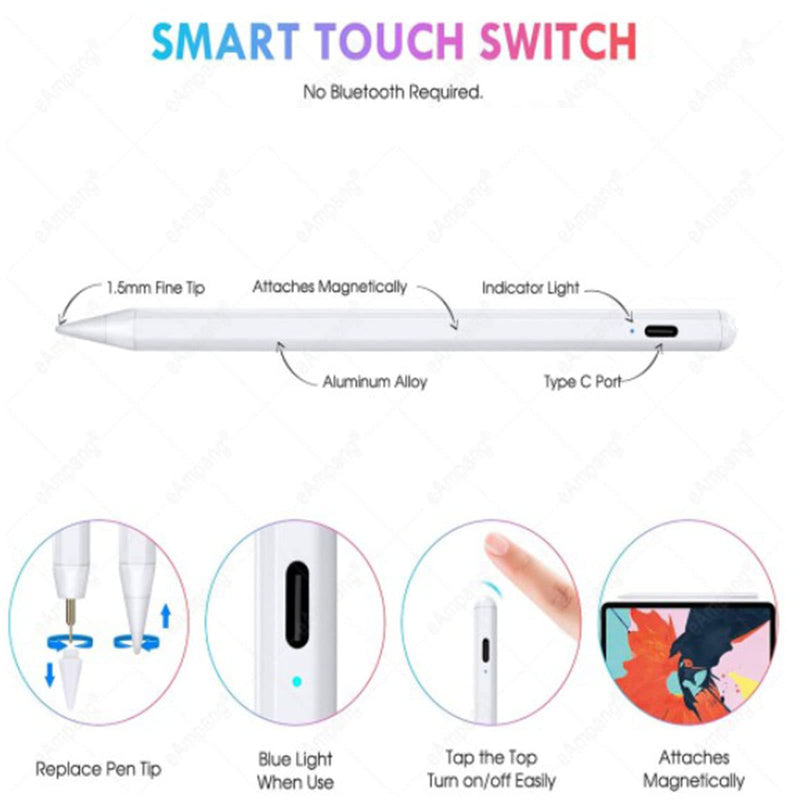 [Australia - AusPower] - Stylus Pen with Tilt Sensitive & Palm Rejection, Active Pencil Compatible with (2018-2022) Apple iPad Pro 11/12.9 Inch, iPad 10.2 7/8/9th Generation, iPad Air 3rd/4th, iPad Mini 5/6th Gen 